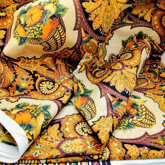 Cornucopia Motif Fabric Remnant from VIP by Cranston Print Works - Picture 1 of 6